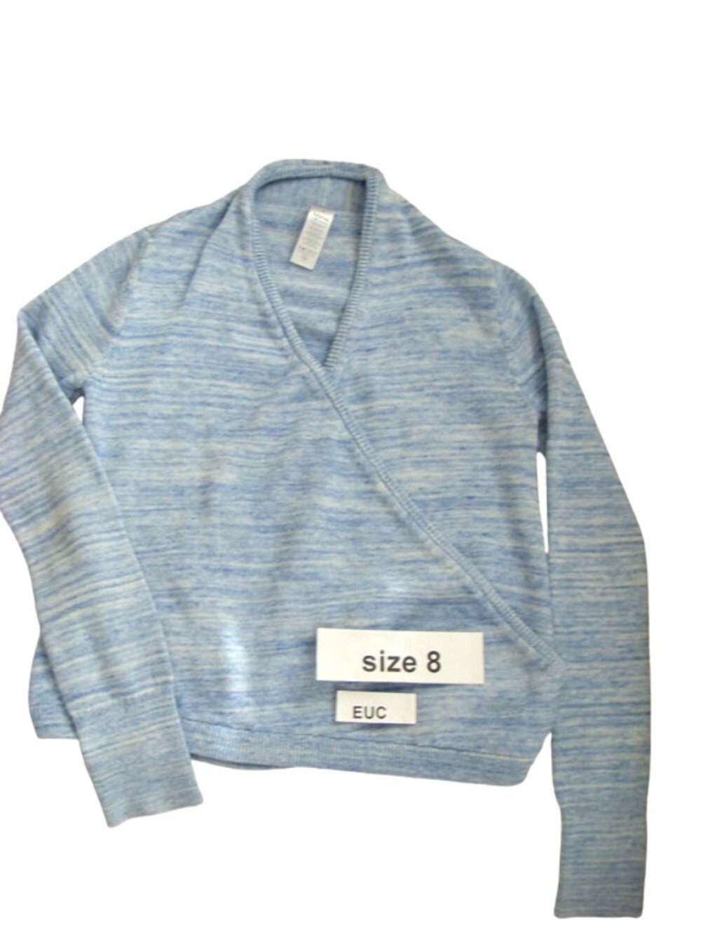 Ivivva Girl by Lululemon 🍋 Four's A Charm Wrap Sweater Blue Knit size 8